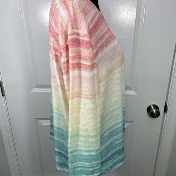 Alfred Dunner Pink and Blue Gradient Blouse PL CB-70 - Picture 4 of 7